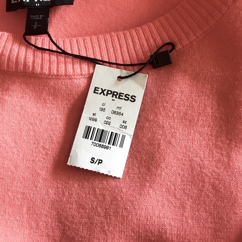 New Express Women's Vibrant Coral Crew Neck Sweater - Picture 6 of 6